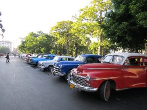 Interprovincial collective taxis lined up and waiting for passengers in Havana’s Parque de la Fraternidad, 2011
