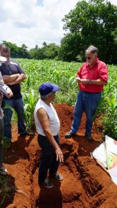 UF-IFAS Professor Pedro Sanchez examines soil profile in Cuba